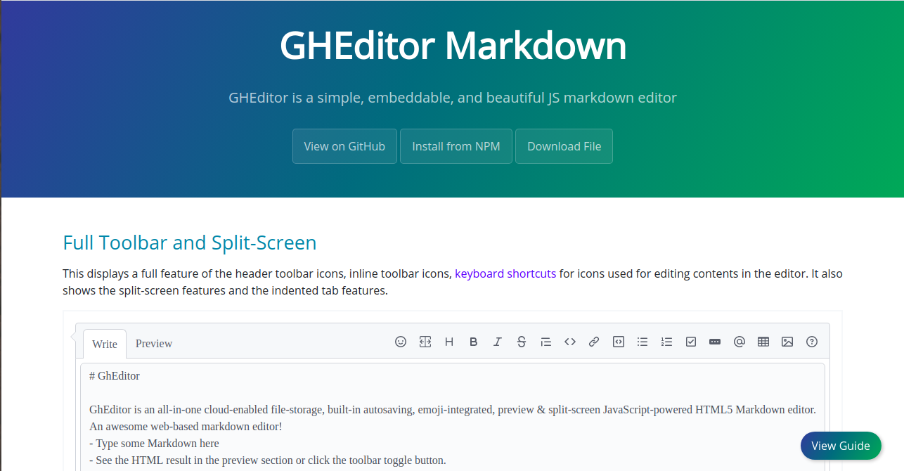 GHEditor Markdown Tool