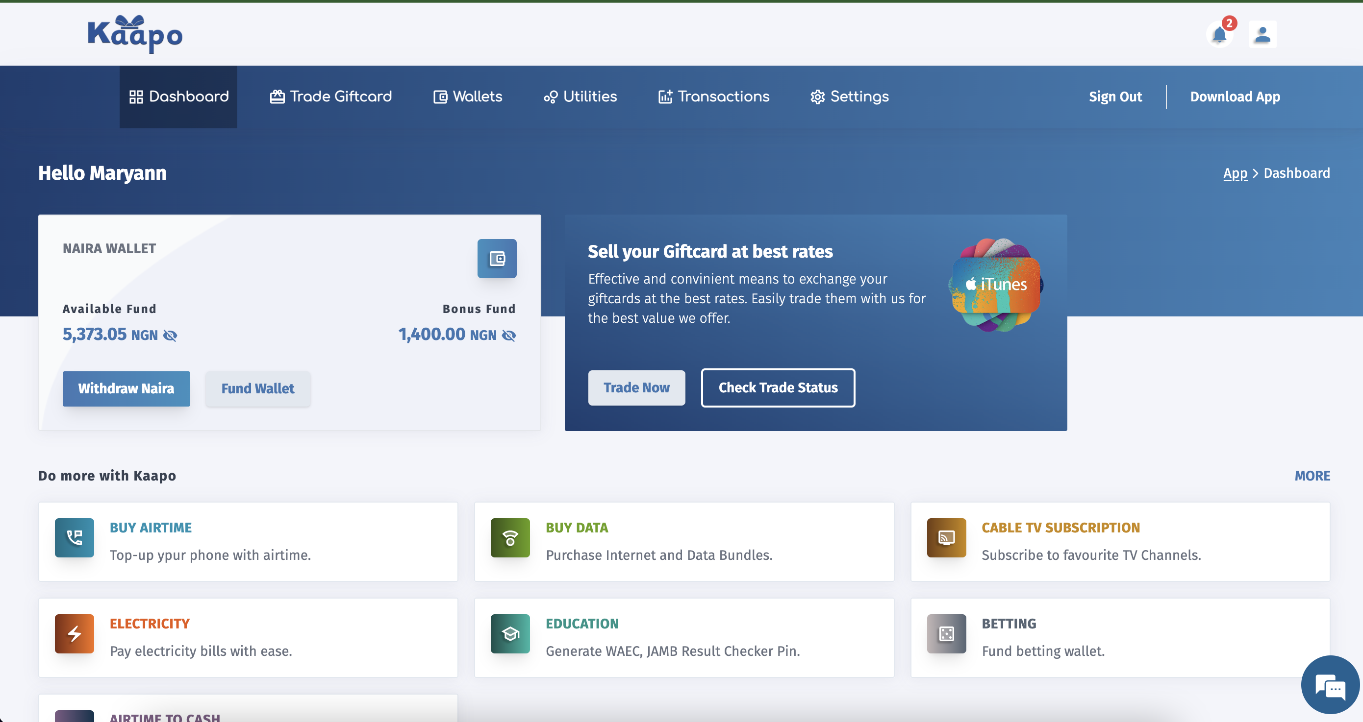 Kaapo Dashboard Web App